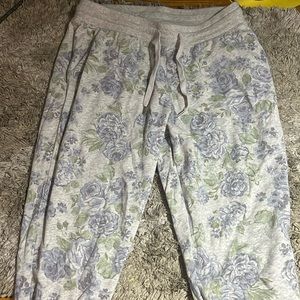 baby blue floral print sweatpants